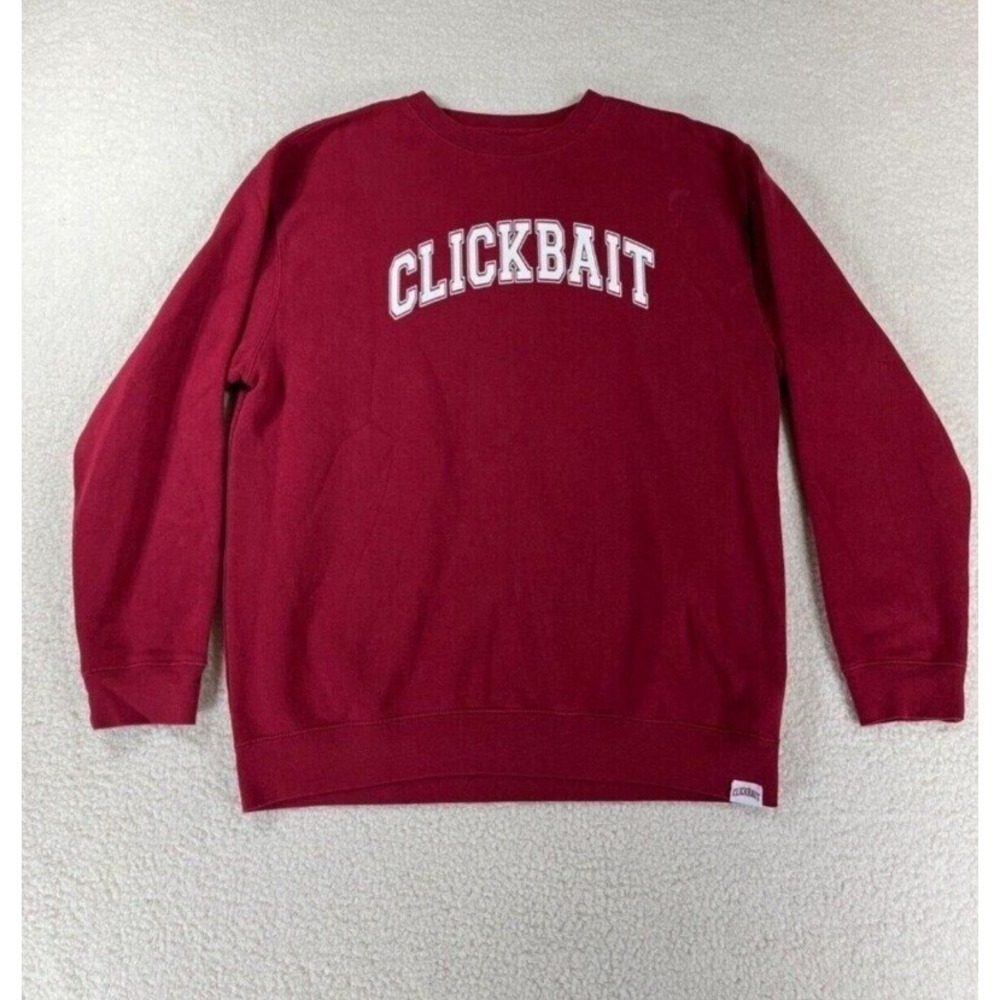 Vintage Clickbait Fanjoy‎ Co. Men's Sz L Red Long Sleeve Sweater